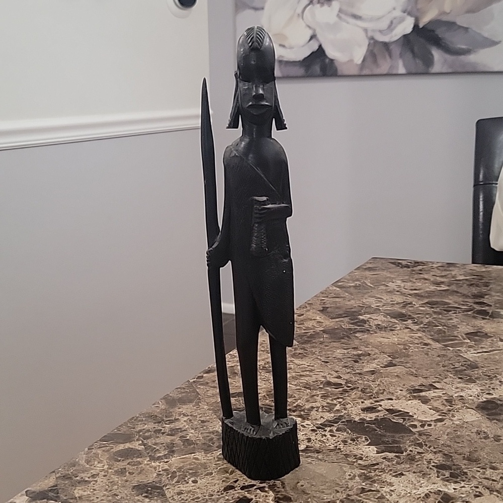 African Statue Ebony Wood Carved Male Warrior Statue CH